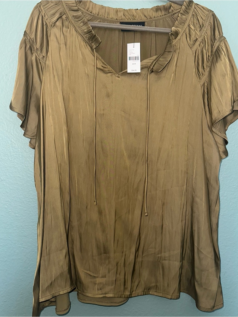 Lane Bryant Satin Olive Top